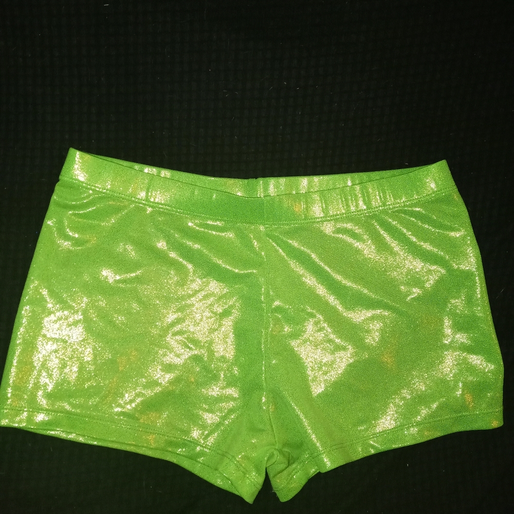 Metallic neon green shorts